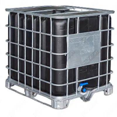 Citerne eau de pluie noir remis a neuf de 1000 litres avec cage galvanisée, vanne et pallete en plastique ou metal