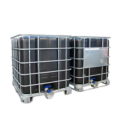 2 Citerne eau de pluie jumelées noir nettoyé de 1000 litres avec cage galvanisée, vanne et pallete en plastique ou metal